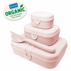 Набор из 3 ланч-боксов и столовых приборов pascal organic розовый, Koziol