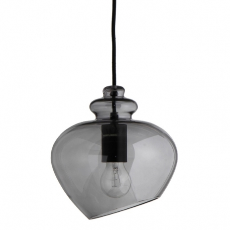 Лампа подвесная Grace D23 см, дымчатое стекло, черный цоколь, Frandsen