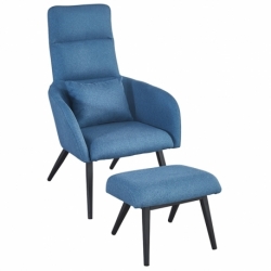 Кресло с подставкой для ног и подушкой Berg Bridjet серо-голубое