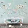 Обои фреска в детскую Карта мира подробная, арт. kp04, Mondeco