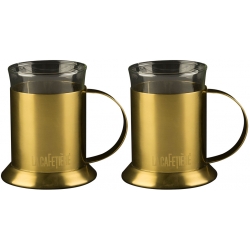 La Cafetiere Edited Set Of 2 Glass Cups Brushed Gold
