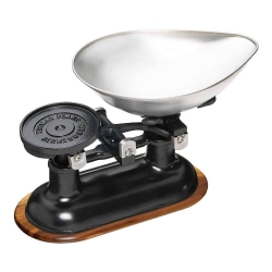 KitchenCraft Natural Elements Cast Iron Balance Scales with Acacia Wood Stand, Gift Boxed
