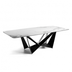 Стол обеденный керамический CT2061-RE-MARMOL --Negro /1053 черные ножки 220 x 120 x 75
